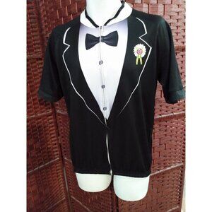 Mens Cycling Jersey Tuxedo Pattern Double Sided 3XL Full Zip Shirt